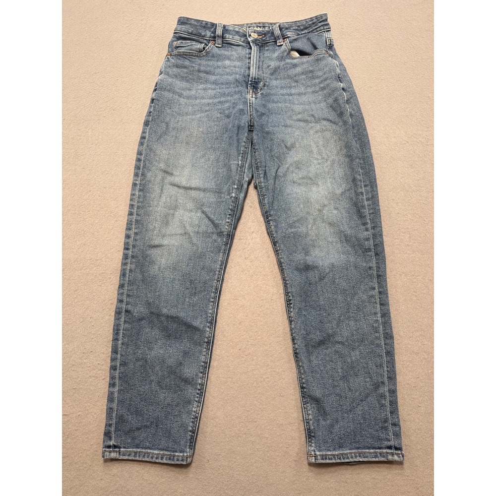 American Eagle Mom Jeans Women's 4 Short Blue Denim High Rise Medium Wash Cotton